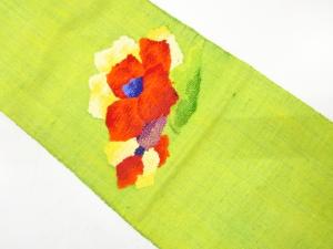 手織り真綿紬　花模様織り出し　名古屋帯